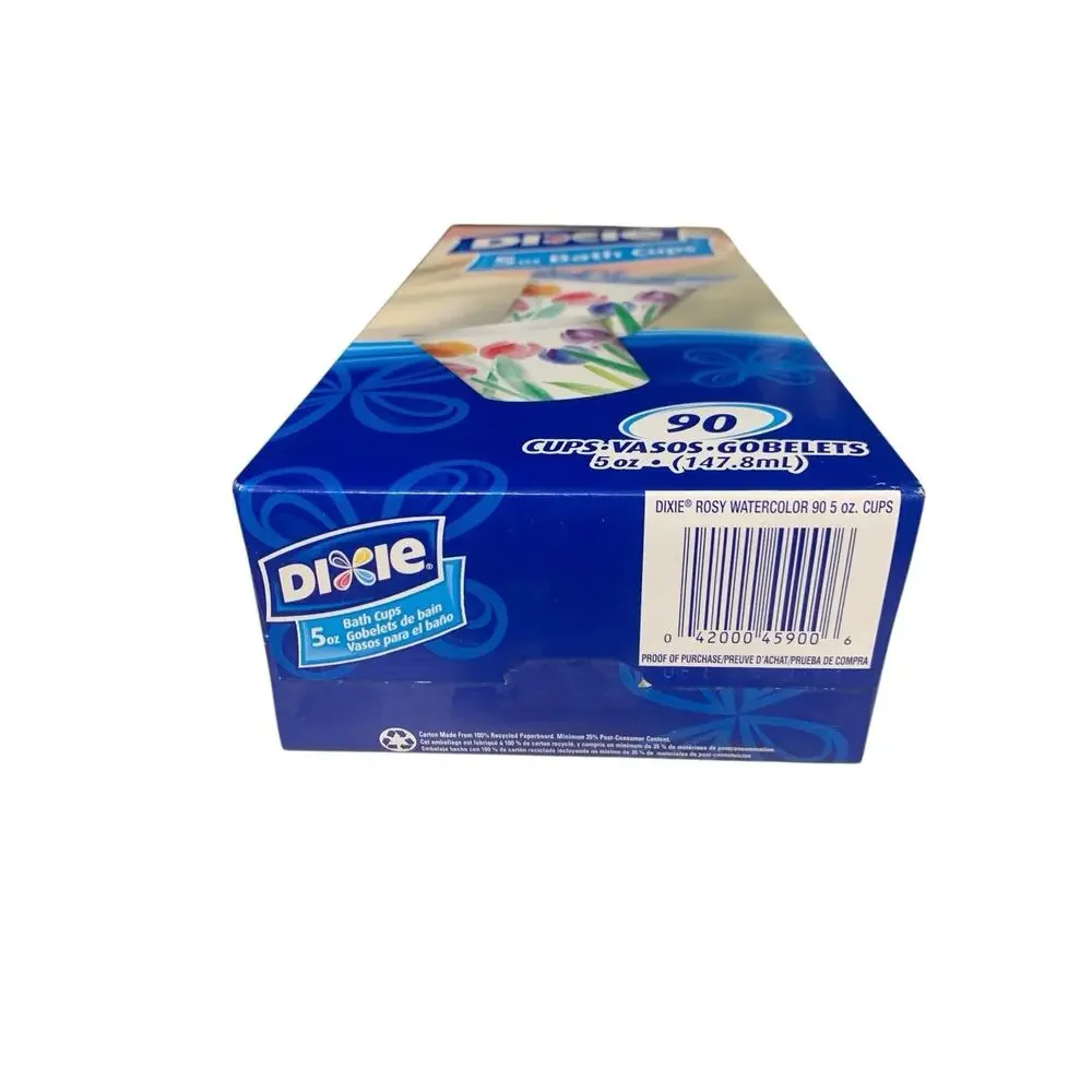NEW Dixie Cups Disposable 3 Oz Bath Cups Rosy Watercolors 90 CT Unopened Box